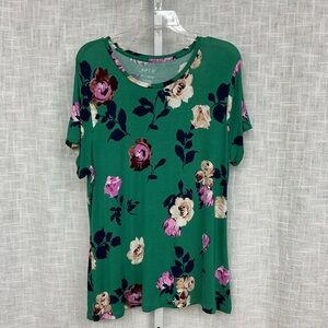 New Apt. 9 Emerald Green Floral Short Sleeve Tee